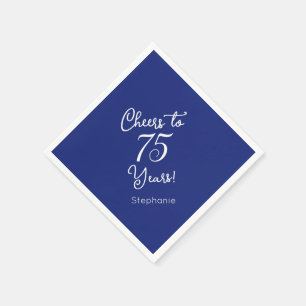 Servilleta De Papel Saludos azules a 75 años 75 cumpleaños