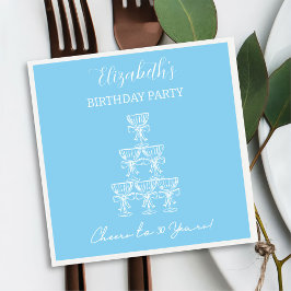 Servilleta De Papel Saludos azules modernos a servilletas de cumpleaño