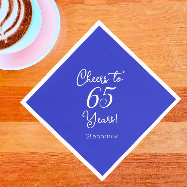 Servilleta De Papel Saludos azules reales a 65 años fiesta de cumpleañ (Subido por el creador)
