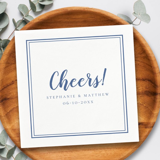 Servilleta De Papel Saludos Bodas celebraciones Azul marino moderno (Cheers Wedding Celebrations Modern Navy Blue Napkins)