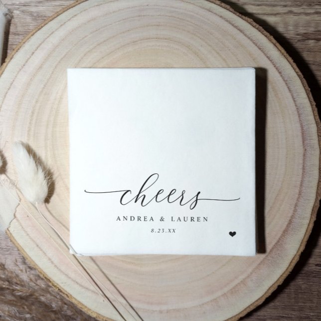 Servilleta De Papel Saludos Cocktail Napkins Boda moderno (Cheers wedding napkins - black and white modern simple personalized cocktail napkins)