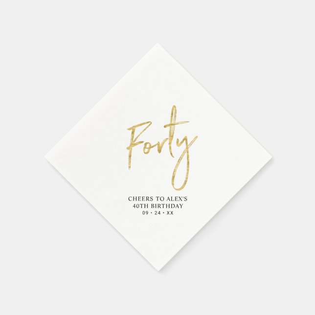 Servilleta De Papel Saludos Cuarenta | Adulto moderno 40 Fiesta Na (Borde)