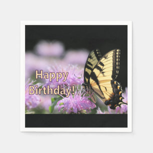 Servilleta De Papel Saludos de cumpleaños de la mariposa de cola torta