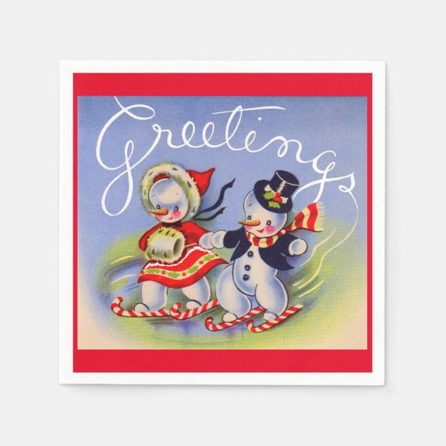 Servilleta De Papel Saludos de Navidad del Sr. y la Sra. Snowman (Anverso)