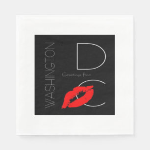 Servilleta De Papel Saludos desde el beso del pintalabios rojo de Wash