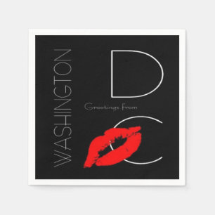 Servilleta De Papel Saludos desde el beso del pintalabios rojo de Wash