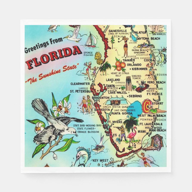 Servilleta De Papel Saludos desde Florida (Anverso)