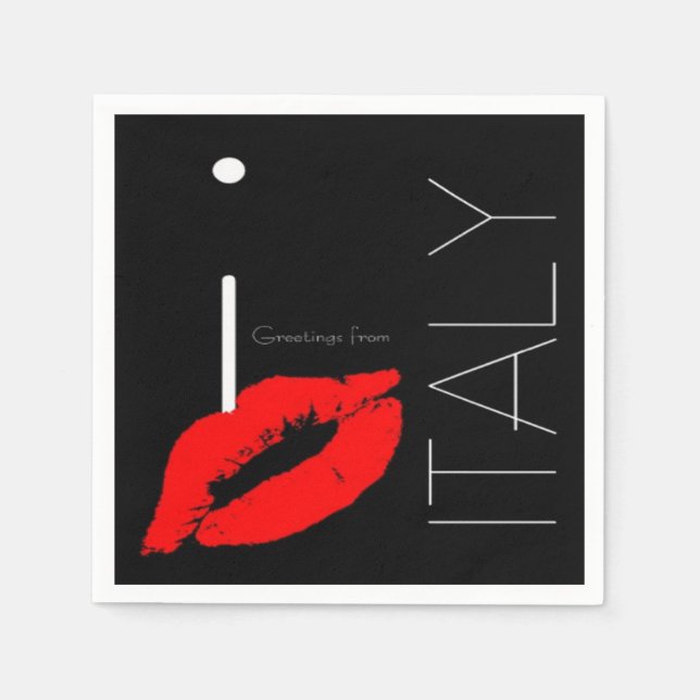 Servilleta De Papel Saludos desde Italia: Beso italiano de pintalabios (Anverso)