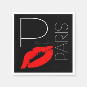 Servilleta De Papel Saludos desde París Francia: Beso de pintalabios r