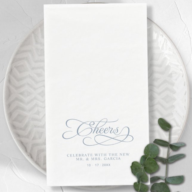 Servilleta De Papel Saludos Elegantes Bride & Groom Calligraphy Blue (Subido por el creador)