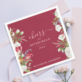 Servilleta De Papel Saludos Elegantes caligrafía floral blanca borgoño