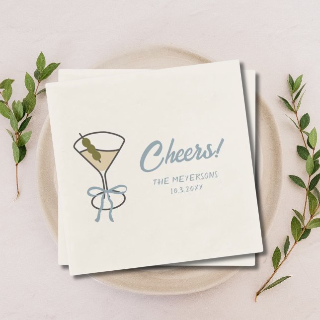 Servilleta De Papel Saludos Martini Moda Boda personalizada (Cheers Martini Chic Personalized Wedding Napkins
)