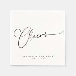 Servilleta De Papel Saludos Minimal Black Script Custom Wedding