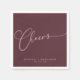 Servilleta De Papel Saludos Minimal Burgundy Script Custom Wedding
