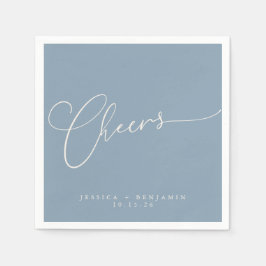 Servilleta De Papel Saludos Minimal Dusty Blue Script Custom Wedding
