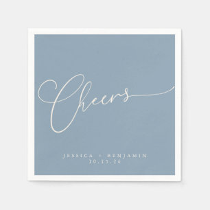 Servilleta De Papel Saludos Minimal Dusty Blue Script Custom Wedding