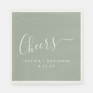 Servilleta De Papel Saludos Minimalistas Dusty Sage Custom Wedding