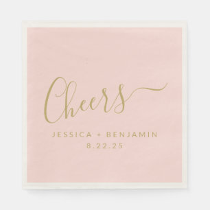 Servilleta De Papel Saludos Minimalistas Rubor Pink Gold Custom Weddin