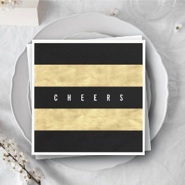 Servilleta De Papel Saludos Moda Relieve metalizado dorado Black Strip
