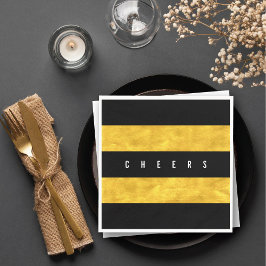Servilleta De Papel Saludos Moda Relieve metalizado dorado Black Strip