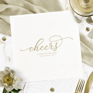 Servilleta De Papel Saludos - Moda Rosa Gold Script Bodas Napkins