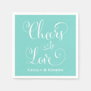 Servilleta De Papel Saludos para amar el monograma del Boda azul Aqua