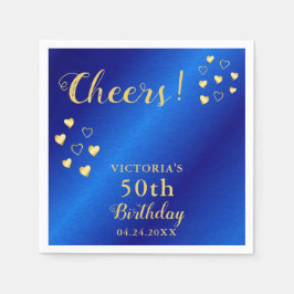 Servilleta De Papel Saludos personalizados azules y de oro en los 50 a
