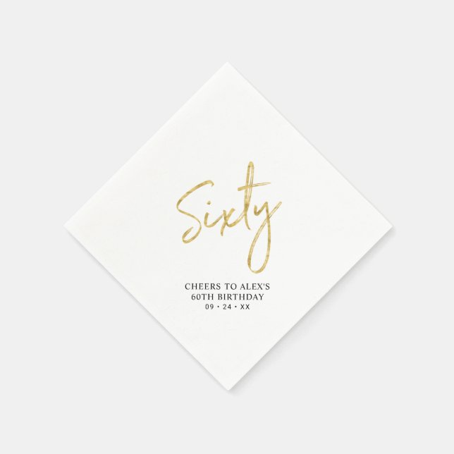 Servilleta De Papel Saludos Sesenta | Modern Adult 60th Birthday Party (Borde)