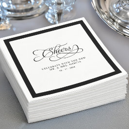 Servilleta De Papel Saludos Sr. y Sra. Boda Calligraphy Border Black