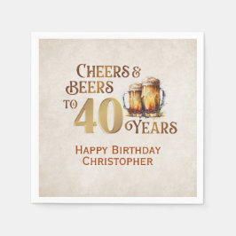 Servilleta De Papel Saludos y cervezas 40 cumpleaños