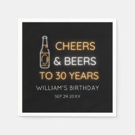 Servilleta De Papel Saludos y cervezas a 30 años cumpleaños de Rótulo 