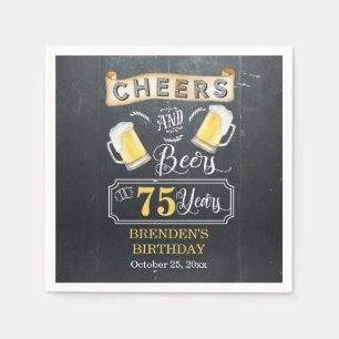 Servilleta De Papel Saludos y cervezas a fiesta de cumpleaños de 75 a