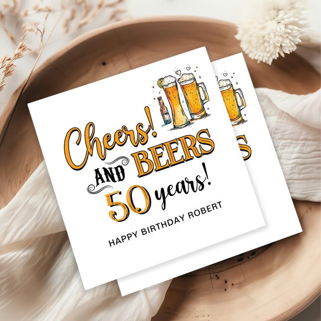 Servilleta De Papel Saludos y cervezas hombres cumpleaños divertidos (Subido por el creador)