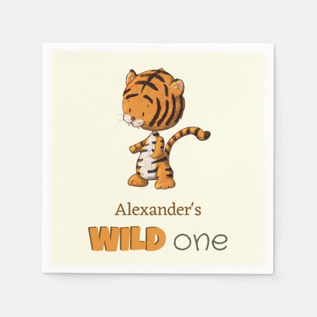 Servilleta De Papel Salvaje cumpleaños de un tigre (Anverso)