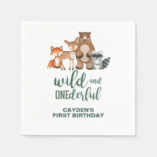 Servilleta De Papel Salvaje Cumpleaños Primero Maravilloso Animal del 