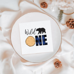 Servilleta De Papel Salvaje Un Oso Búfalo Azul Jugado Primer Cumpleaño