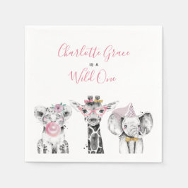 Servilleta De Papel Salvaje Un Safari Animal Nacimiento Blanco Negro