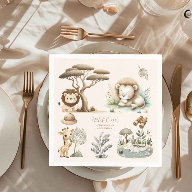 Servilleta De Papel Salvaje Un Safari de la Selva Niño Primer cumpleañ (Subido por el creador)