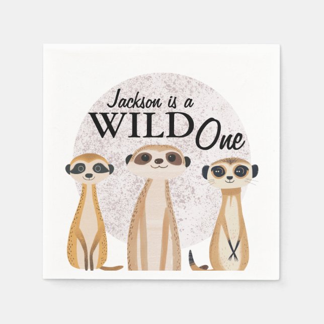 Servilleta De Papel Salvaje Un Safari Primer Cumpleaños (Anverso)
