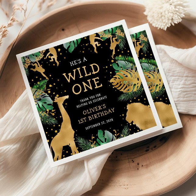 Servilleta De Papel Salvaje Un Safari Primer Fiesta de cumpleaños Verd (Subido por el creador)