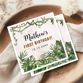 Servilleta De Papel Salvaje Un Safari Tropical Primer Cumpleaños