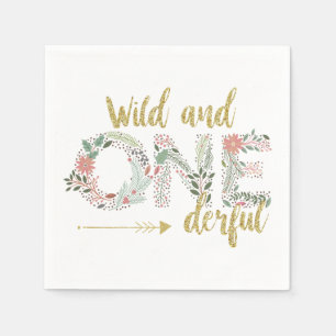 Servilleta De Papel Salvaje y maravilloso primer cumpleaños, niña bebé