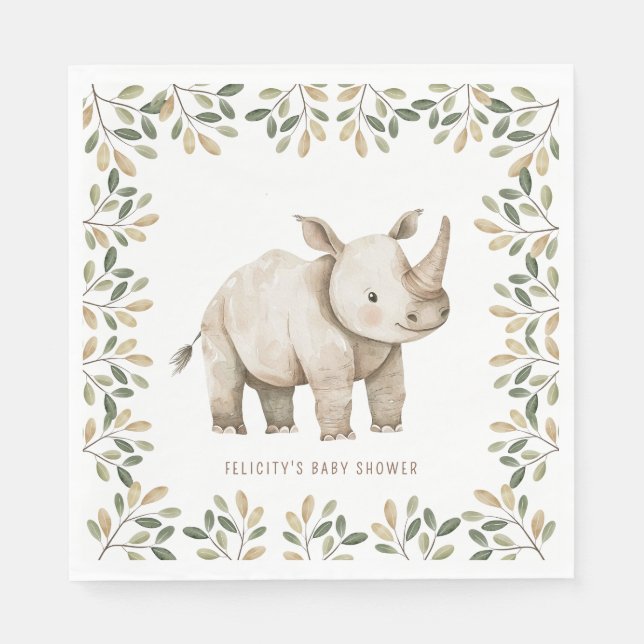 Servilleta De Papel Salvajes un Safari Animales Neutrales Baby Shower (Anverso)