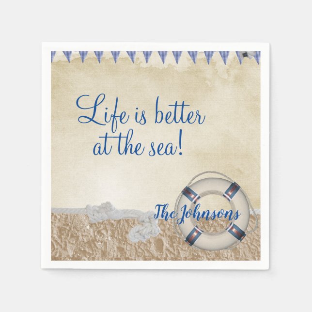 Servilleta De Papel Salvavidas en la arena (Anverso)