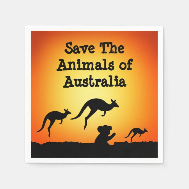 Servilleta De Papel Salvemos a los animales de Australia (Anverso)