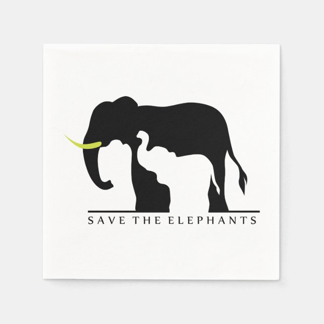 Servilleta De Papel Salvemos a los elefantes (Anverso)