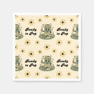 Servilleta De Papel Salvia Verde Moderno Groovy Daisy Está Lista para
