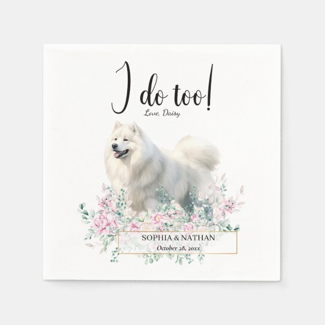 Servilleta De Papel Samoyed Dog Boda Cocktail Napkins (Anverso)