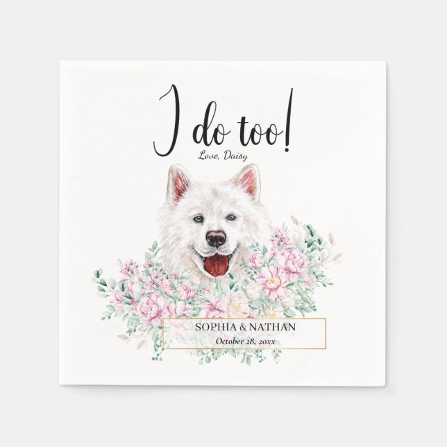 Servilleta De Papel Samoyed Dog Boda Cocktail Napkins (Anverso)