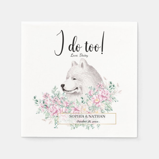 Servilleta De Papel Samoyed Dog Boda Cocktail Napkins (Anverso)